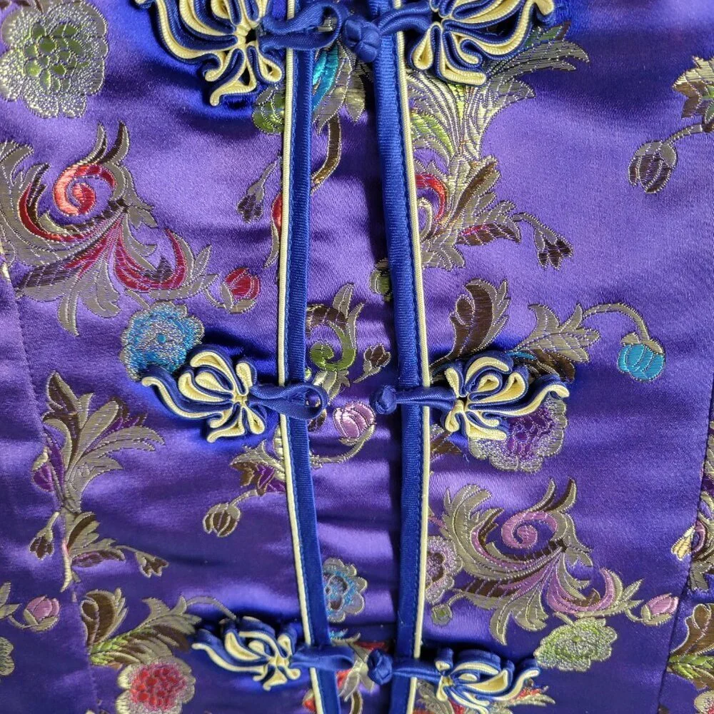 Tangyi Vintage Asian/Japanese Custom-made Floral Purple Dress (Size: S)